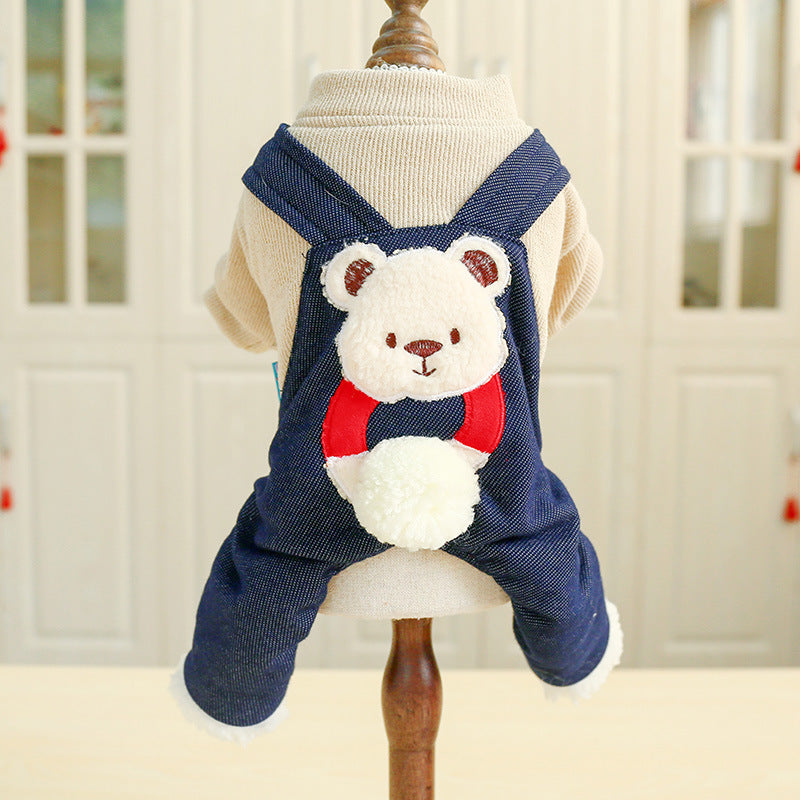 Bear Denim Dog Cat Jumpsuits Coat