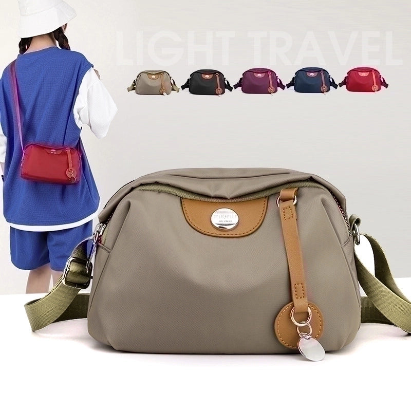 Women's Medium Nylon Solid Color Basic Zipper Dome Bag