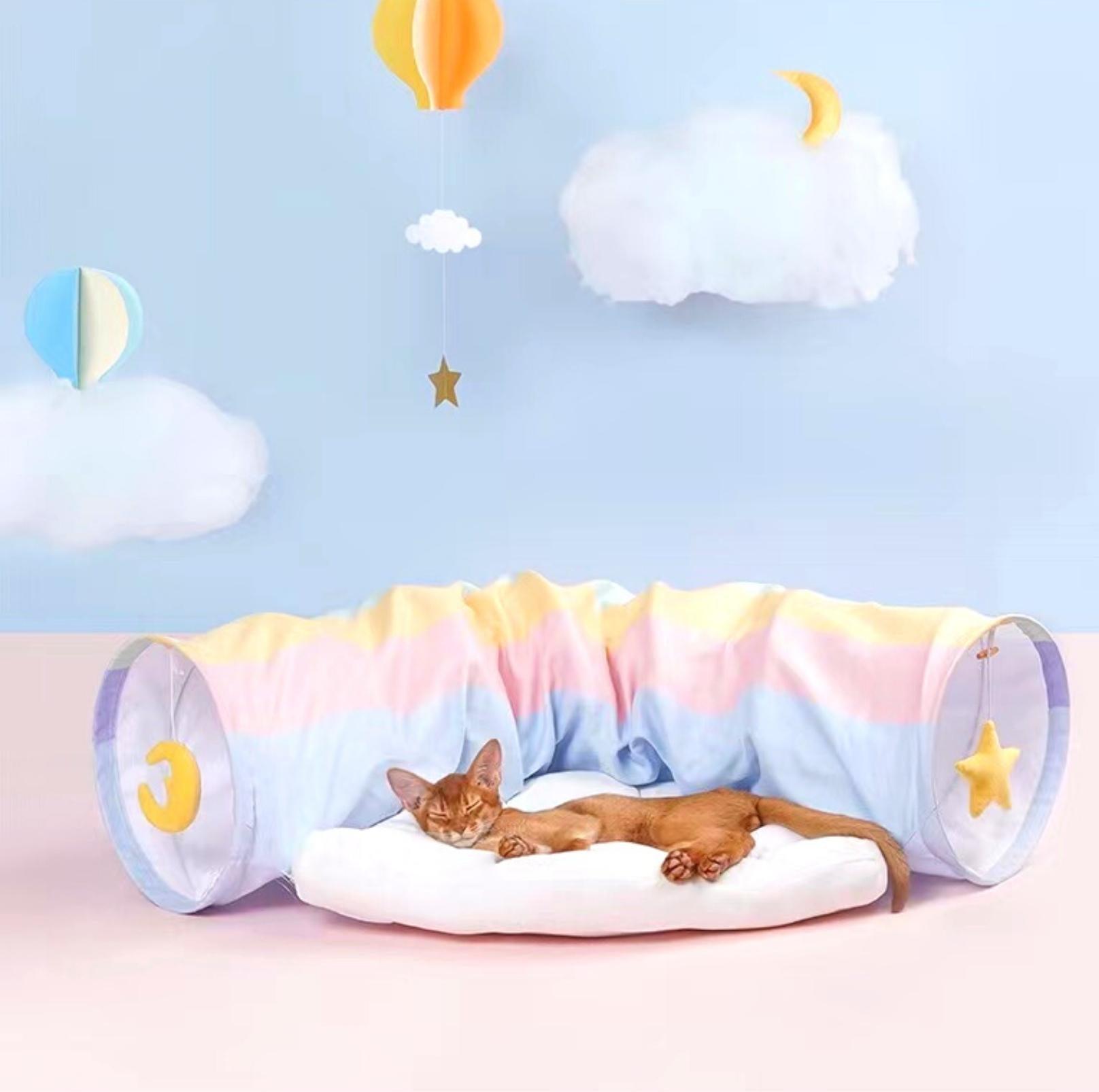 Rainbow Tunnel Toys and Removable Cat Bed