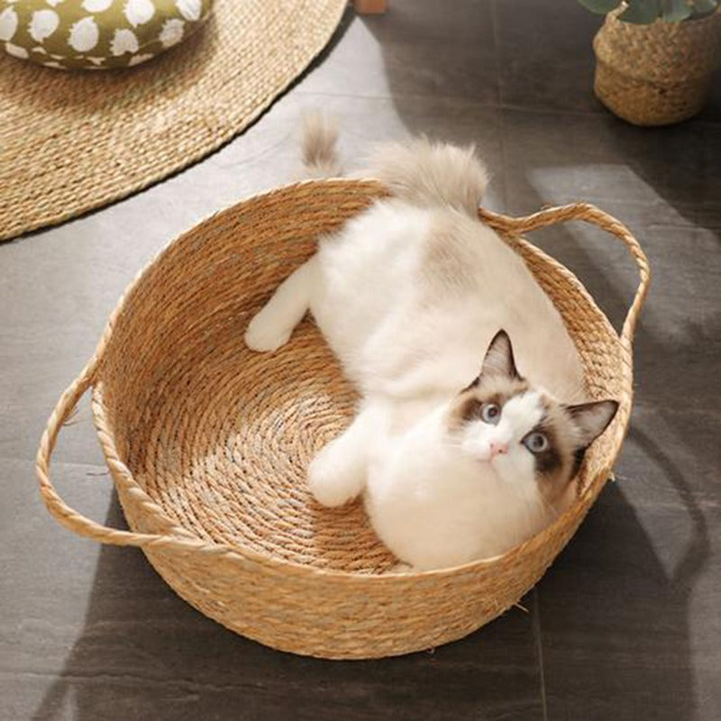 Hand-Woven Rattan Cat Bed