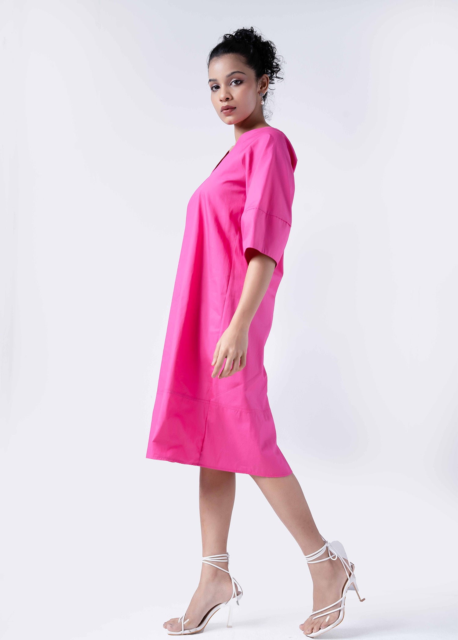 V Neck Dress With Cut Panel Detail