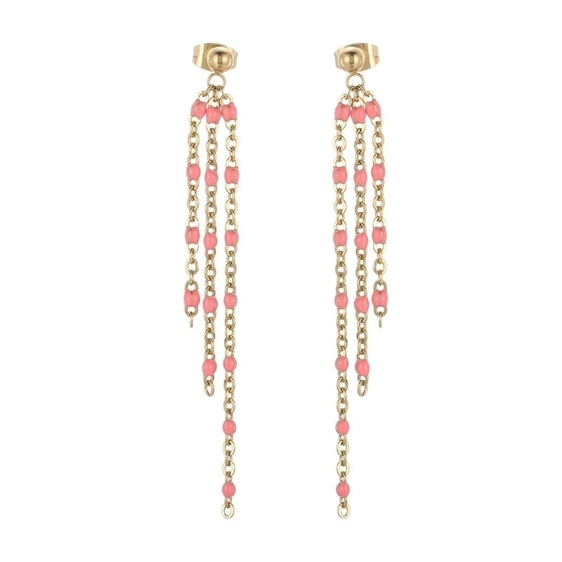 1 Pair Modern Style Tassel Plating Chain Stainless Steel 18K Gold Plated Drop Earrings
