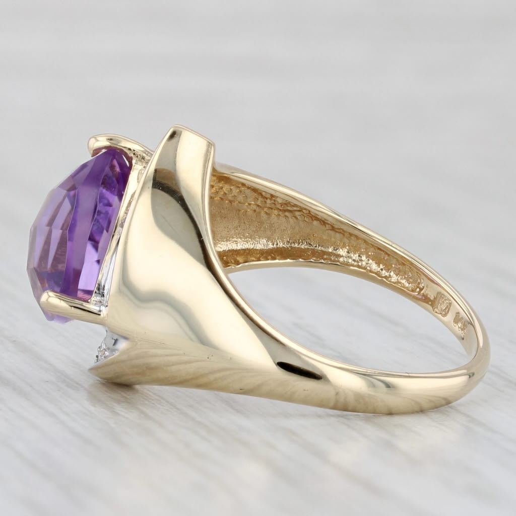 3.65ctw Amethyst Diamond Ring 14k Yellow Gold Size 6.25 Cocktail