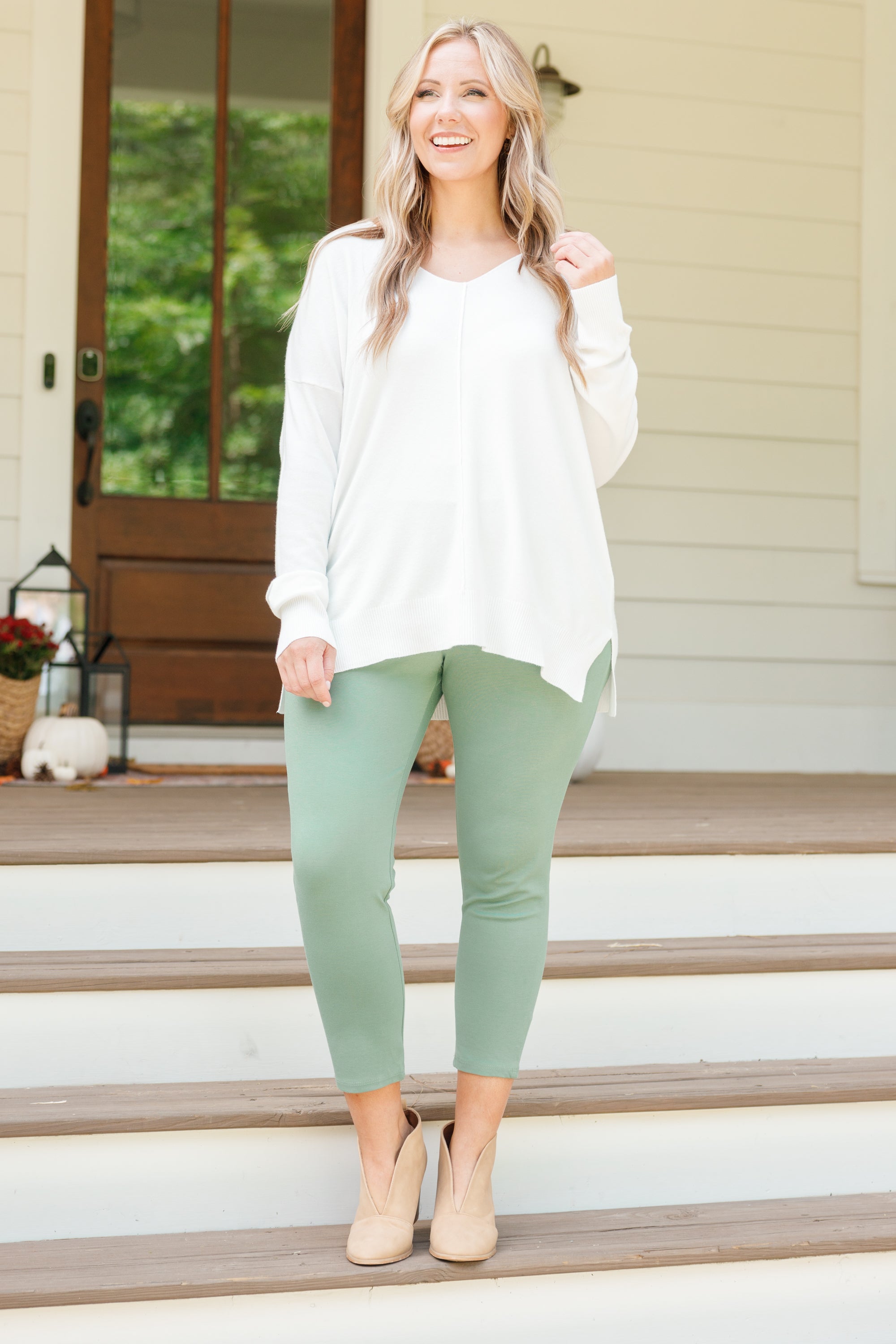 Business Lady Pants. Celadon