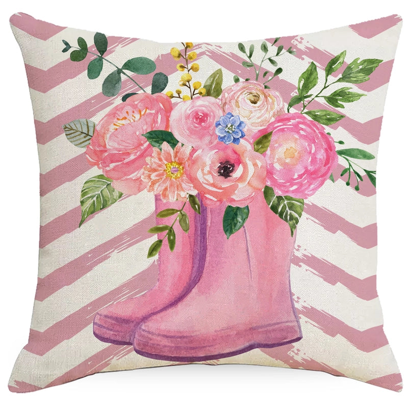 Pastoral Plant Flower Linen Pillow Cases