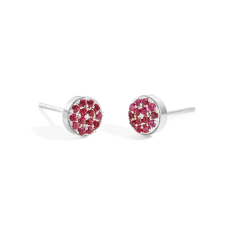 Minimalist Round Stainless Steel Inlay Artificial Diamond Ear Studs 1 Pair