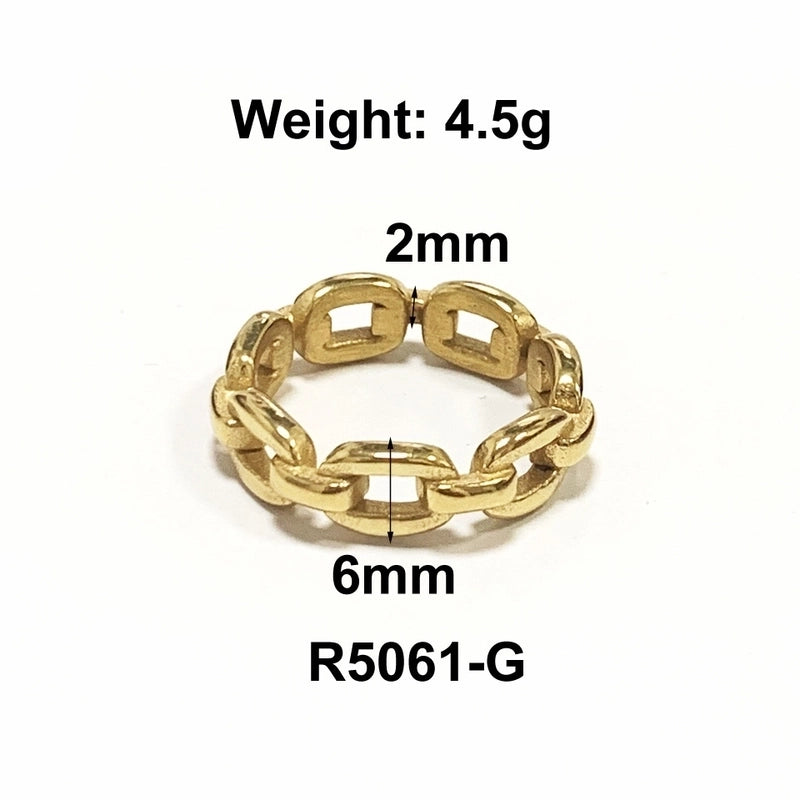 Fashion Solid Color 304 Stainless Steel Titanium Steel 18K Gold Plated Plating Rings