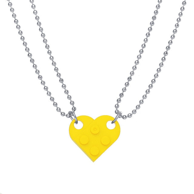 2 Pcs Lego Heart Necklaces