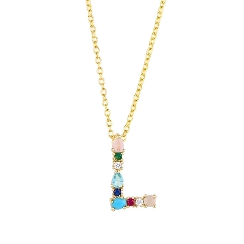 Copper Inlaid Zircon Letter Necklace