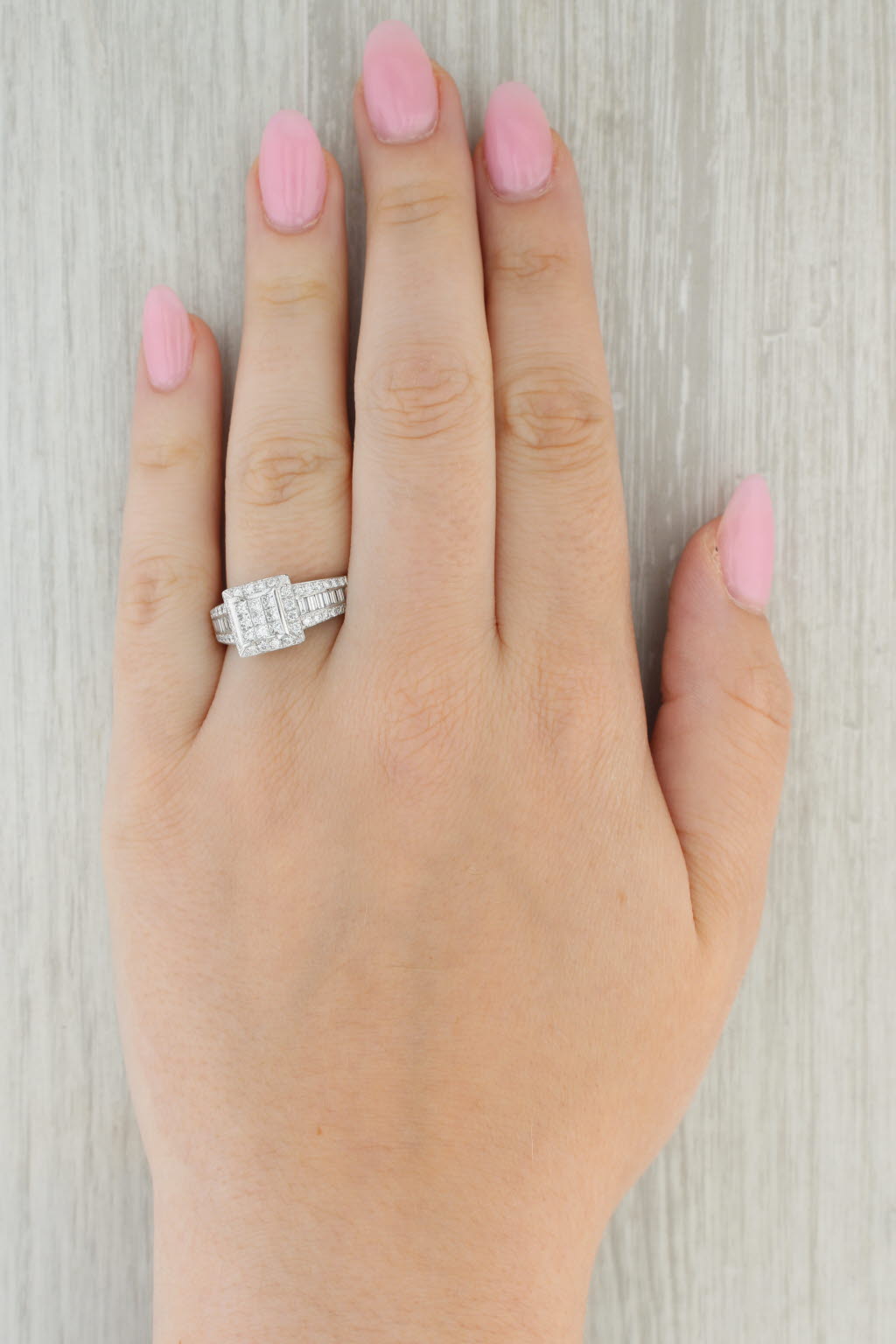 1.22ctw Princess Diamond Halo Engagement Ring 14k White Gold Size 10.5