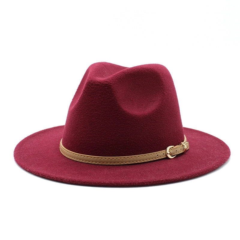 Unisex Basic Solid Color Big Eaves Flat Eaves Fedora Hat