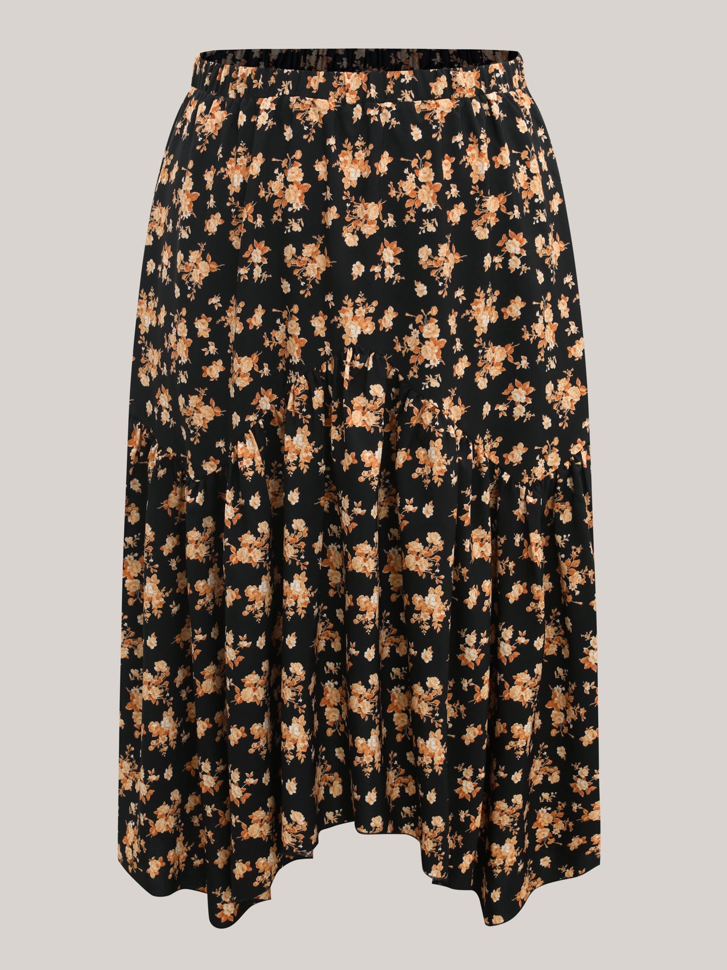 Ditsy Floral High Low Hem Midi Skirt
