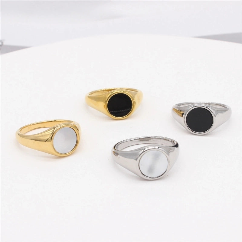 Minimalist Geometric 304 Stainless Steel Shell 18K Gold Plated Rings