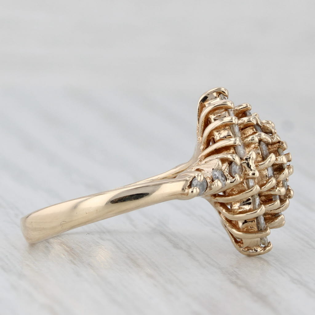 0.70ctw Diamond Cluster Ring 10k Yellow Gold Size 6