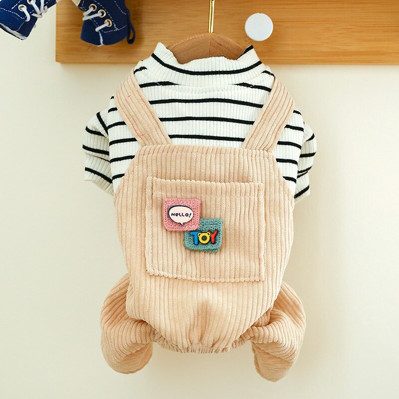 Striped Pocket Puppy Jumpsuits