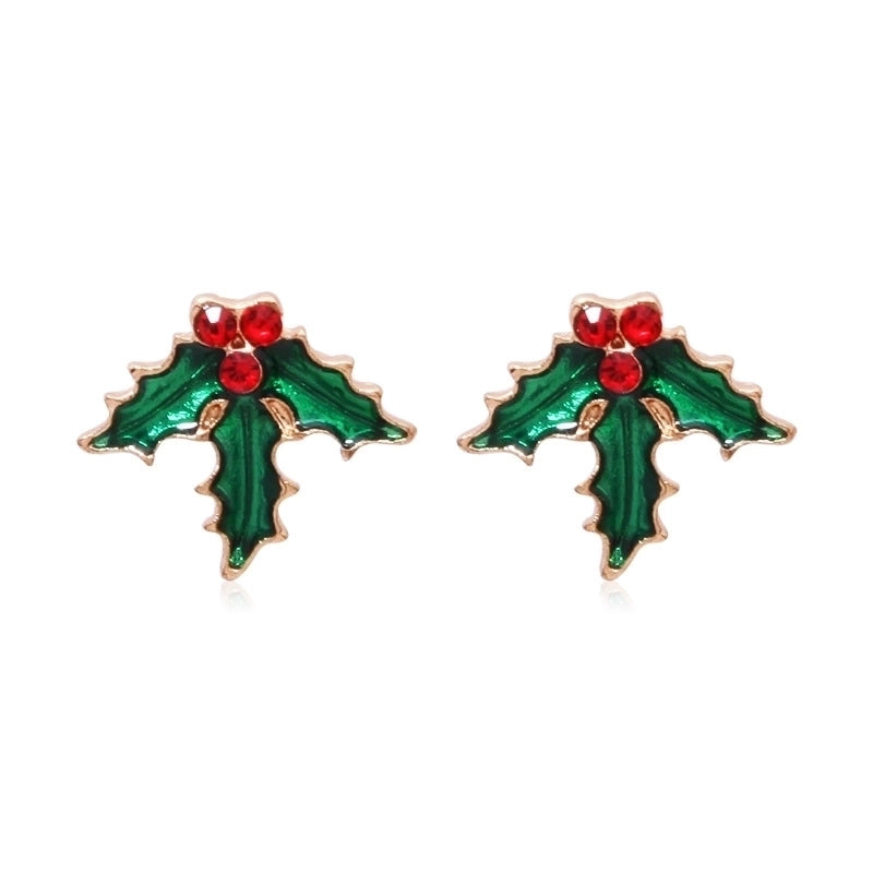 Fashion Christmas Tree Bell Snowflake Alloy Rhinestones Ear Studs