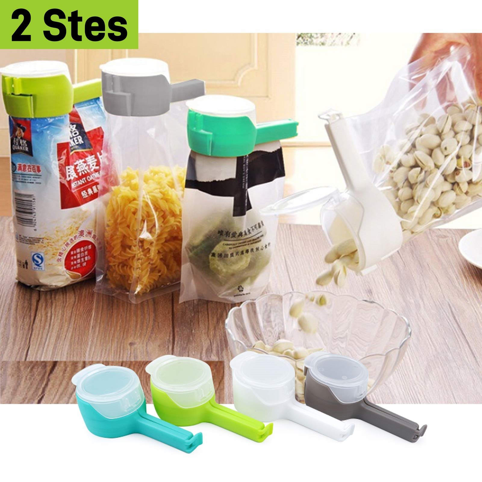 Food bag clipswith Pour Spouts