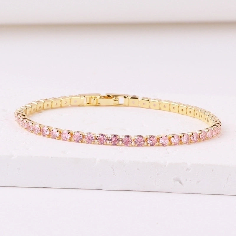 Copper Inlay Round Zircon Copper Bracelets