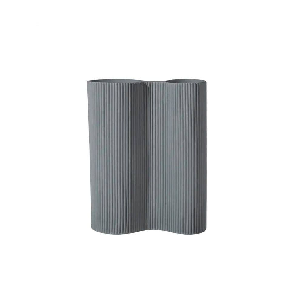 Ribbed Duo Vase - Grey