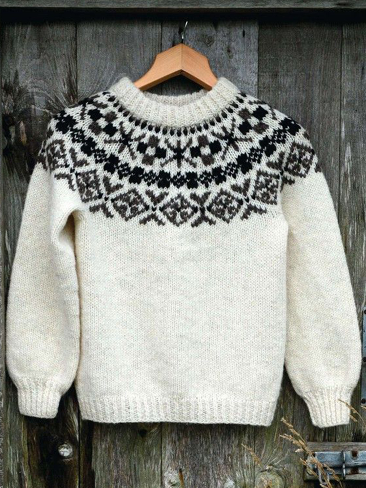 Men'S Vintage Knitted Crew Neck Hooded Sweater