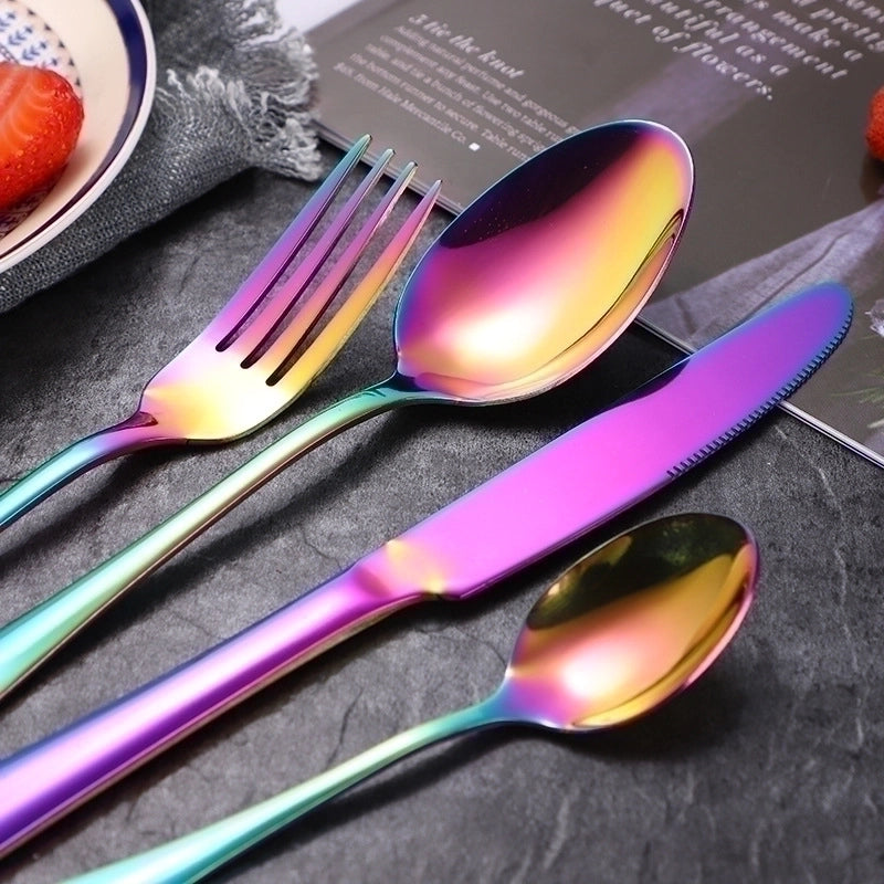 Fashion Solid Color Stainless Steel Tableware 4 Pieces