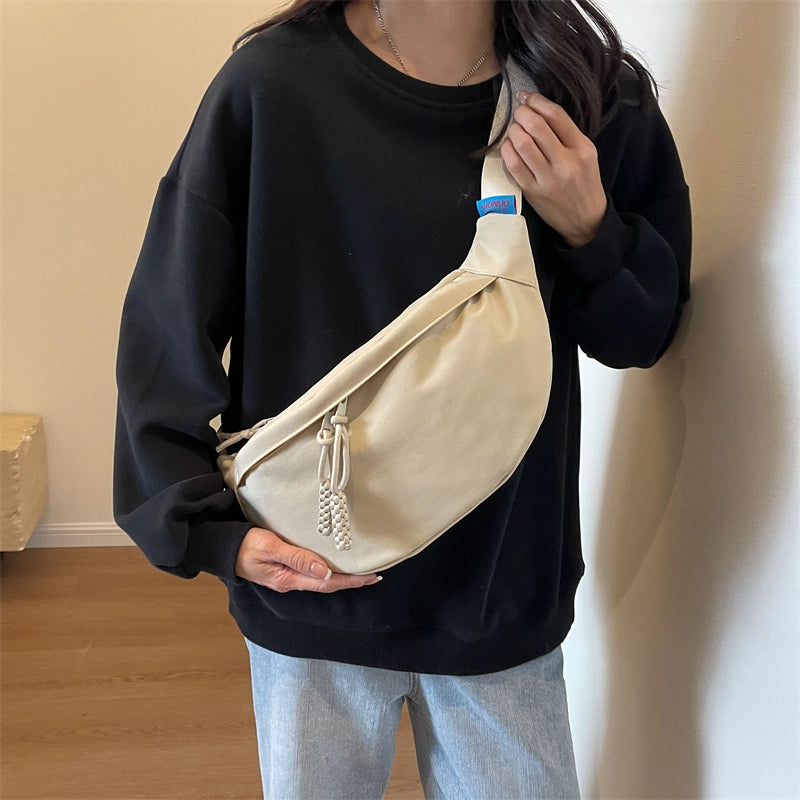 Women's Preppy Style Streetwear Sports Solid Color Canvas Waist Bags