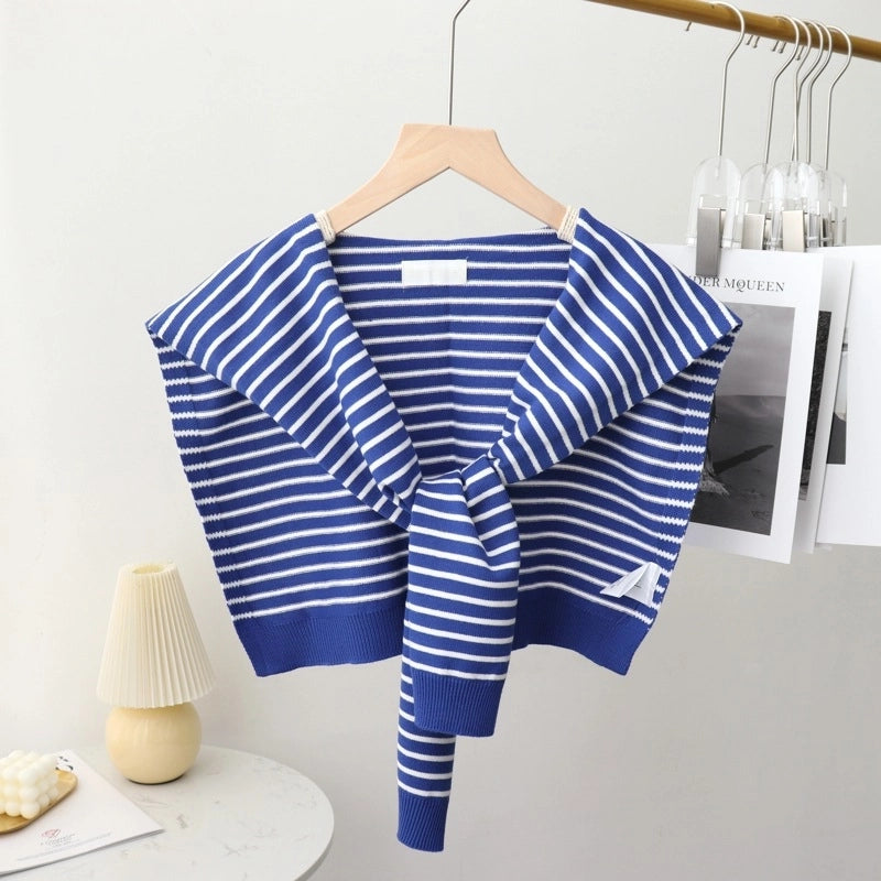 Classic Striped Outer Shawl Women's Fake Collar Decorative Waistcoat Air-conditioned Room Shoulder-matching Spring And Autumn Multi-functional Scarf