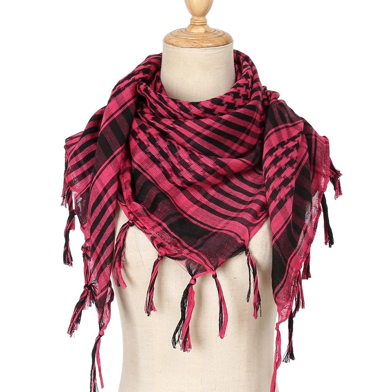 Unisex Classic Style Lattice Polyester Scarf Kerchief