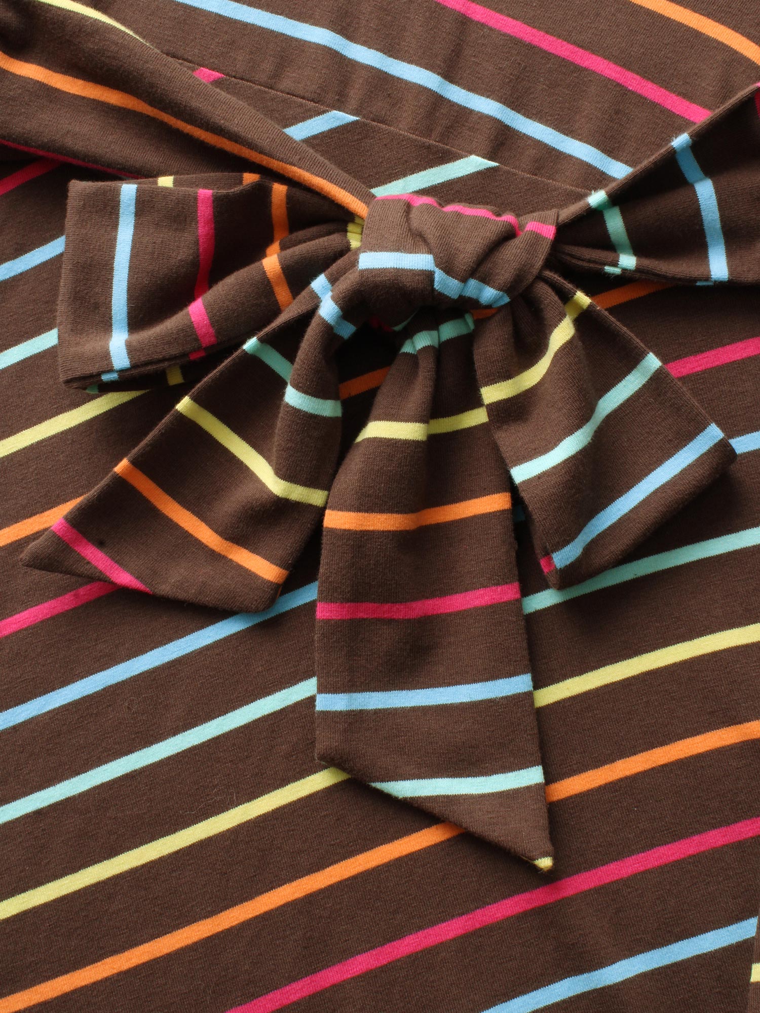 Colored Striped Tie Knot Cap Sleeve Dress