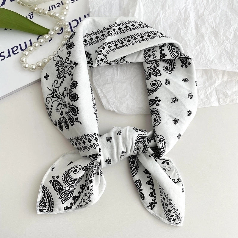 Women's Sweet Minimalist Color Block Cotton And Linen Printing Scarf