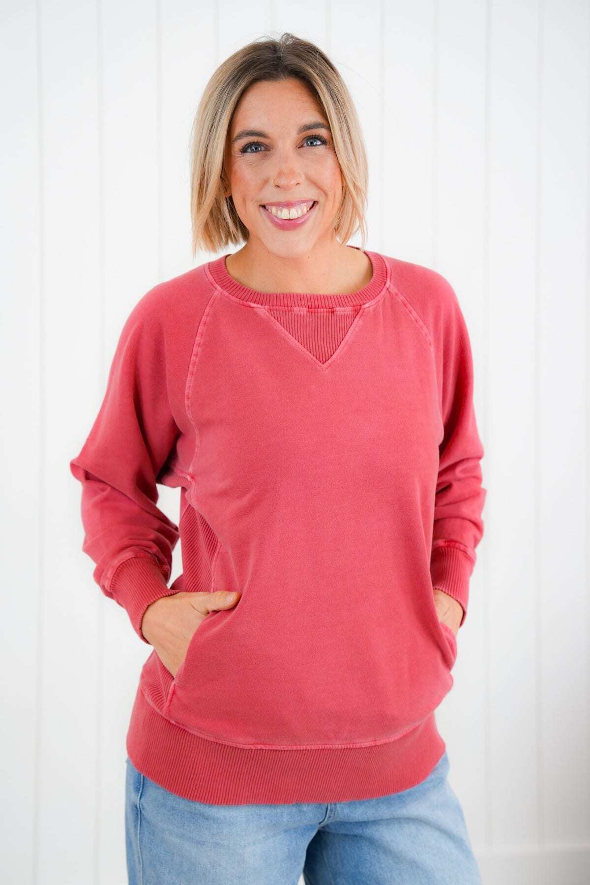FINAL SALE⚡8 Packs for $24.95⚡ - Door Buster! Zenana Pigment Dyed French Terry Pullover w/ Pockets (Multiple Colors)