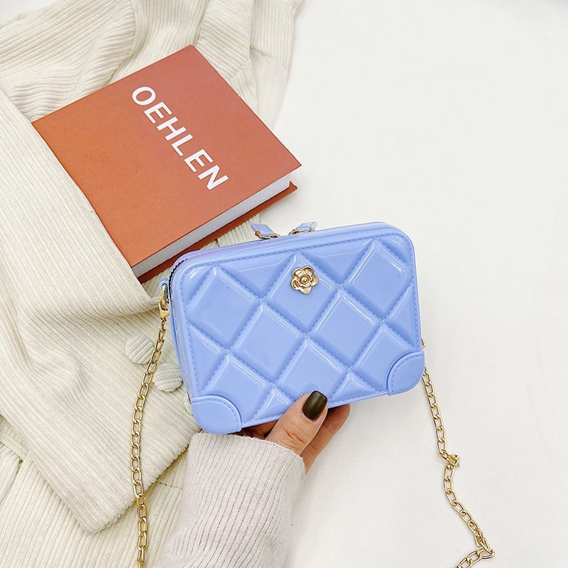 Women's Mini All Seasons Pvc Solid Color Lingge Fashion Square Zipper Square Bag