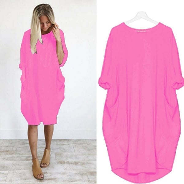 2023 New In-💝17 Colors Women Casual Loose Pocket Long Sleeves Dress