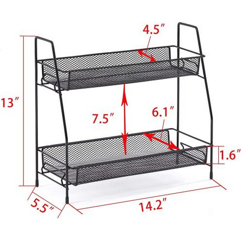 2 Tier Spice Rack Organizer Bathroom Shelf Desktop Makeup Organizer Countertop Small Storage Rack For Kitchen. Bath Room. Bedroom And Office