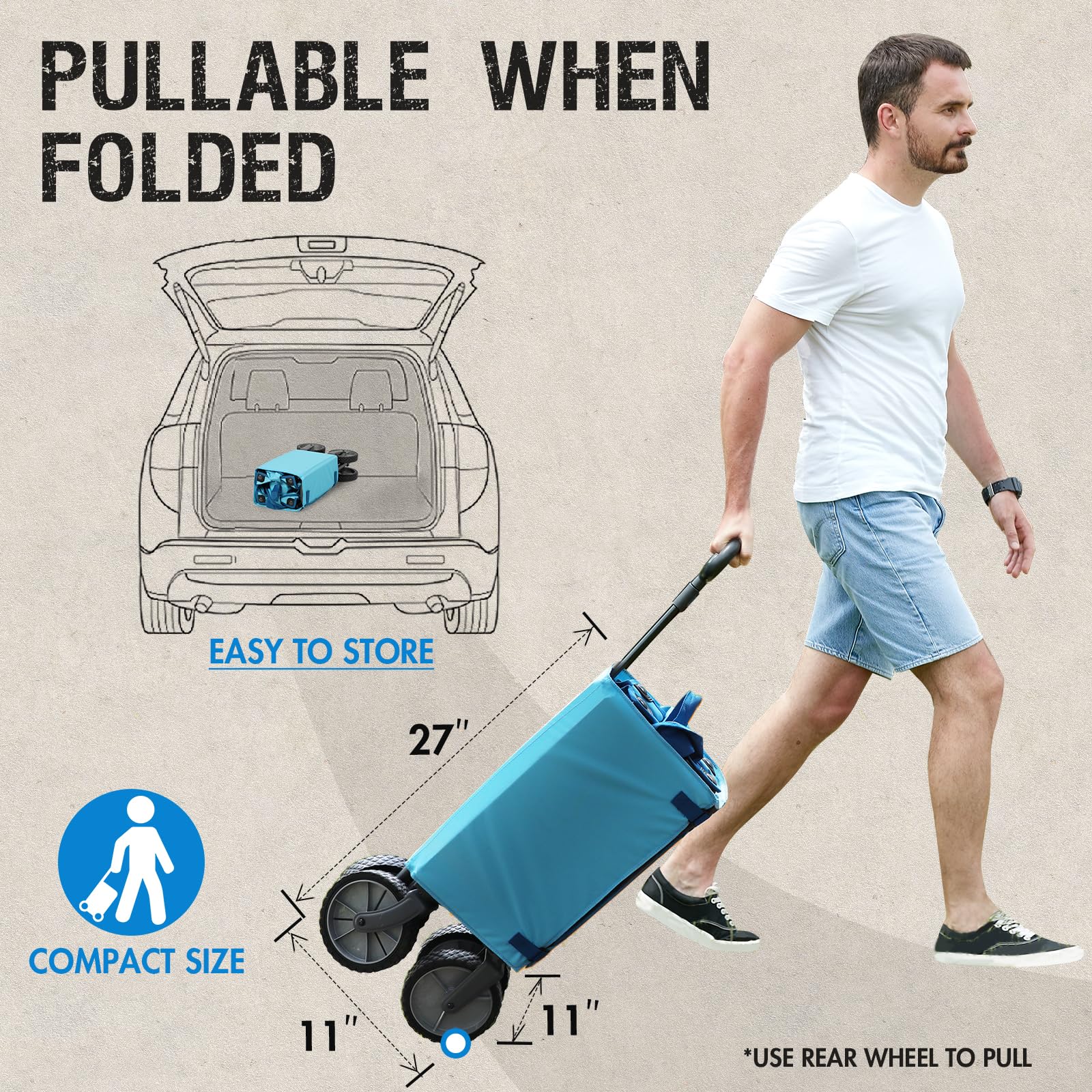 💥 Last Day Buy 2 Get 70% OFF💥PORTAL Folding Utility Wagon Collapsible Cart, 220lbs weight capacity