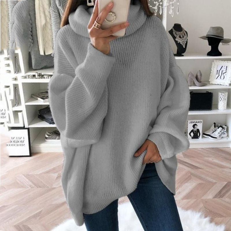 Casual Simple Solid Color Turtleneck Knitted Sweater