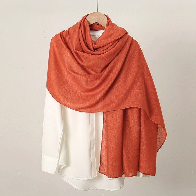 Women's Casual Sweet Solid Color Cotton And Linen Scarf