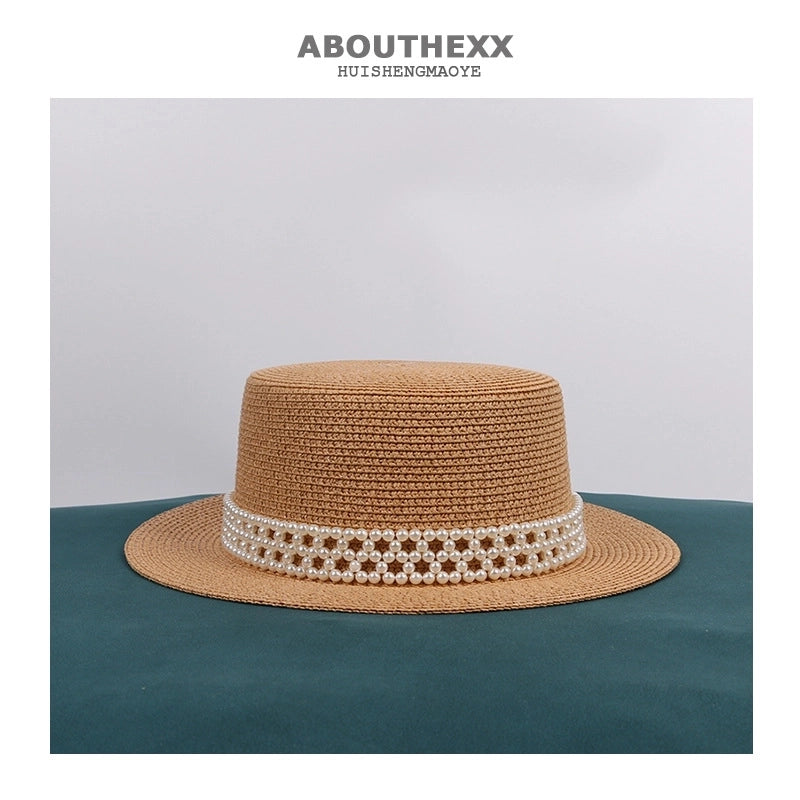Unisex Elegant Solid Color Flat Eaves Straw Hat