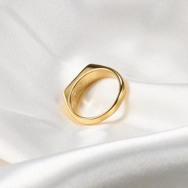 Minimalist Geometric Titanium Steel Inlay Shell Rings