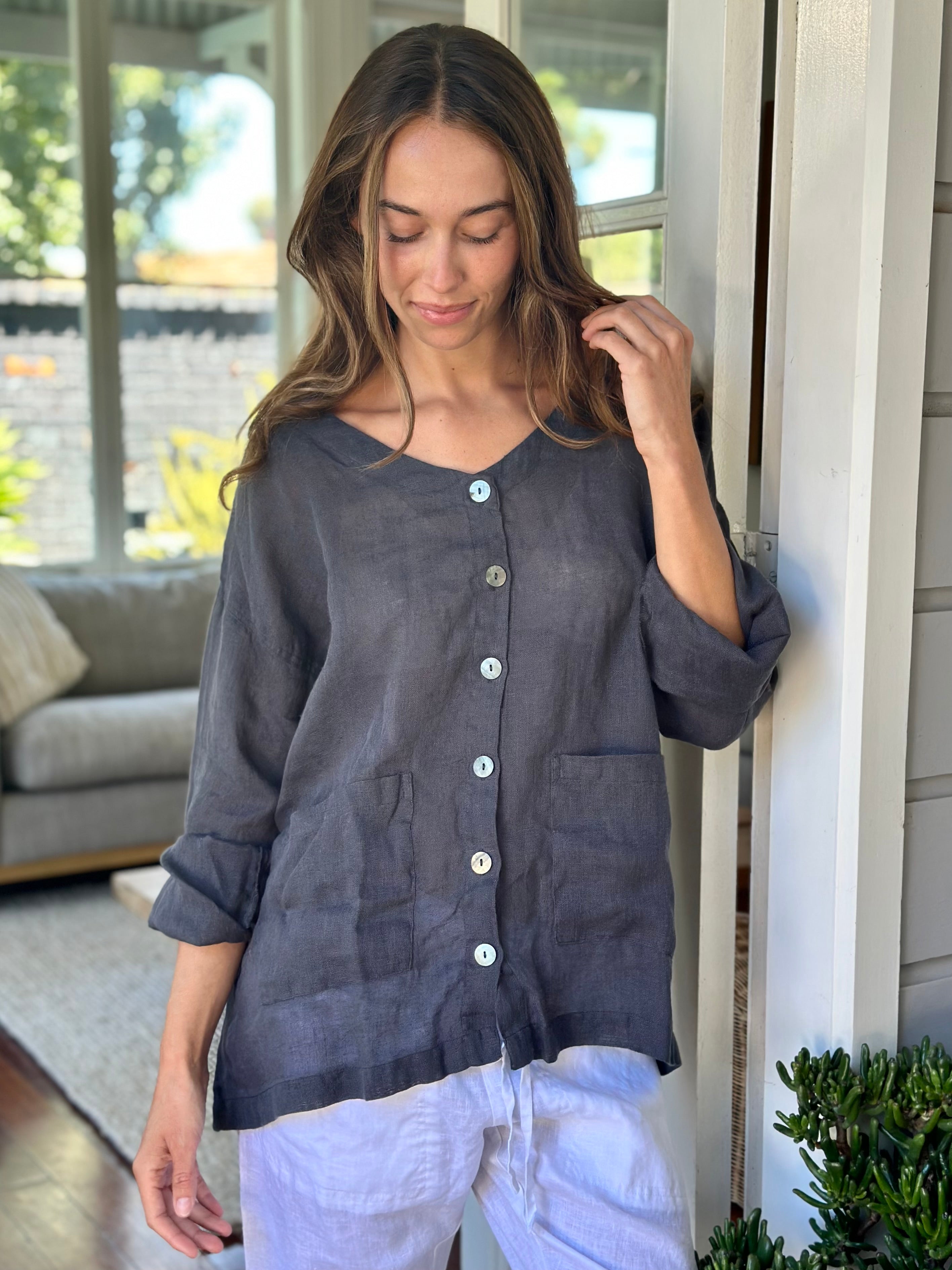 jamie jacket - charcoal linen