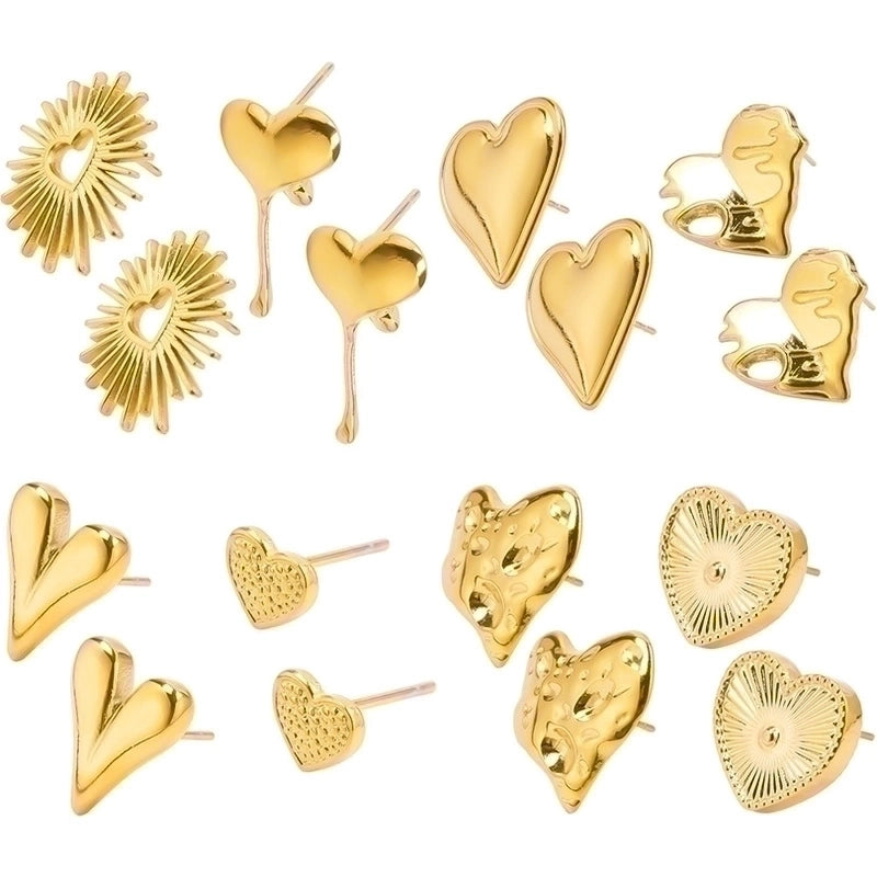 1 Pair Minimalist Heart Shape Plating 304 Stainless Steel Ear Studs