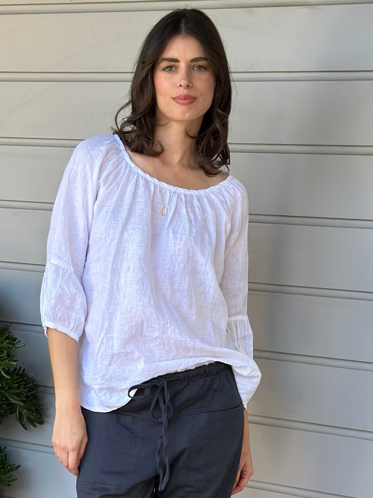 julia top-white linen