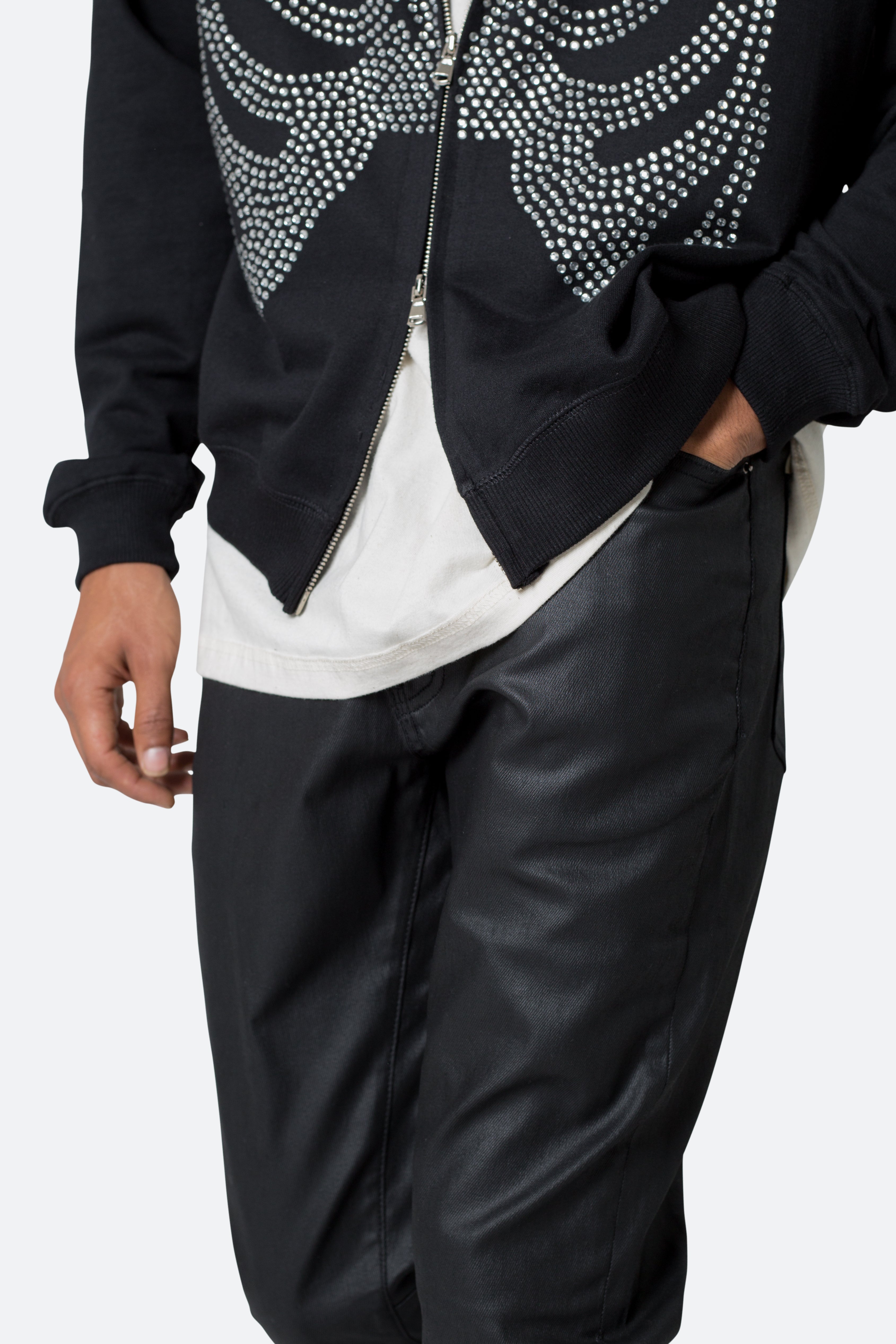 B447 Waxed Flare Denim - Black