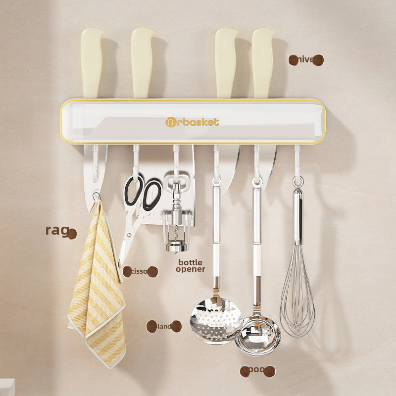 Knife Holder Wall-mounted Household Kitchen Supplies Knife Holder Knife Hook Integrated Storage Rack Multifunctional Kitchen Knife Storage Rack
