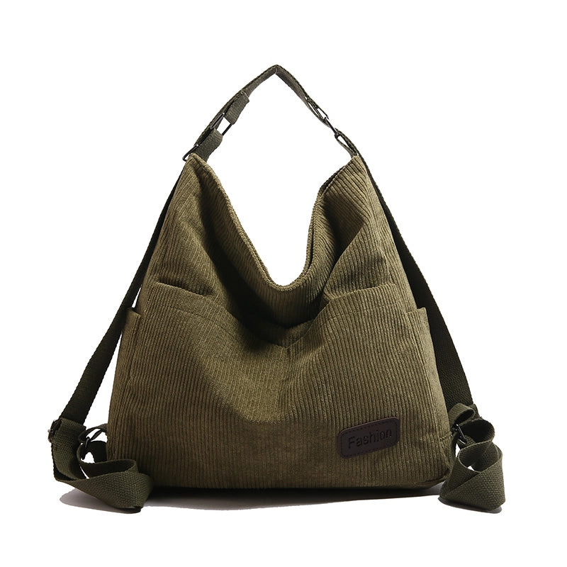 Women's Corduroy Solid Color Basic Square Zipper Shoulder Bag