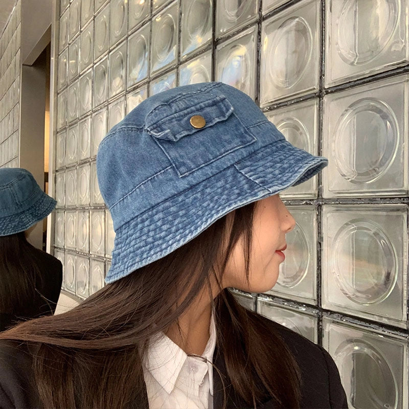 Hat Women's Sweet Cool Spice Girl Tooling Style Short-brimmed Old Cowboy Fisherman Hat Women's Comfortable  Biker Basin Hat
