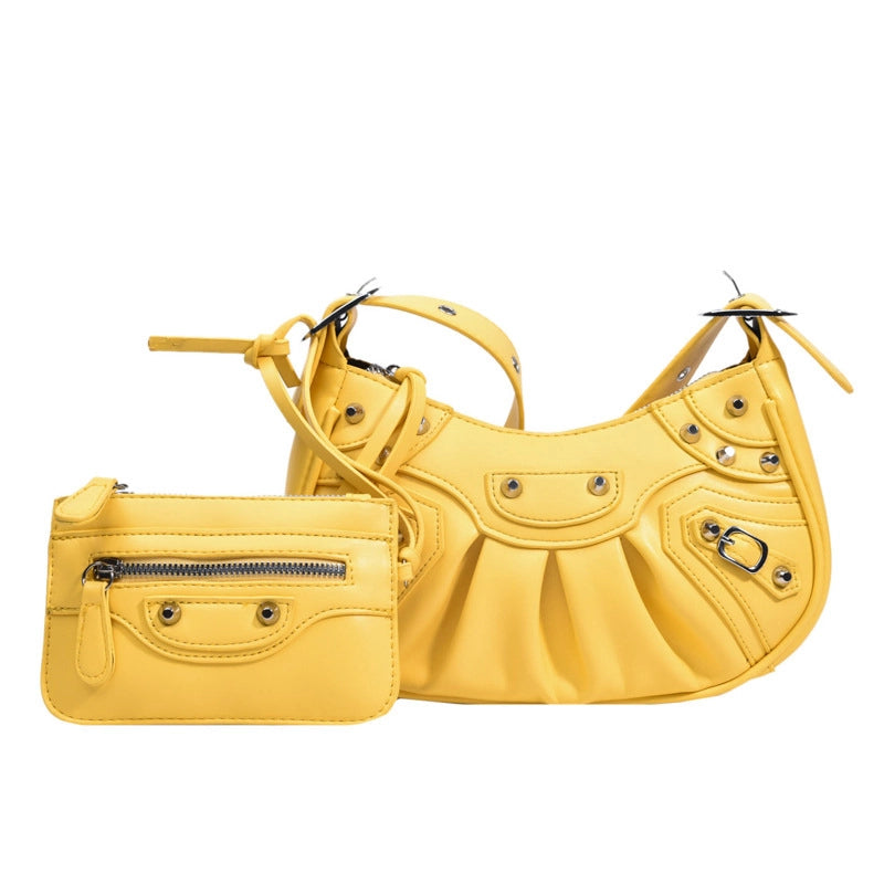 Women's Medium All Seasons Pu Leather Solid Color Fashion Dumpling Shape Zipper Cloud Shape Bag