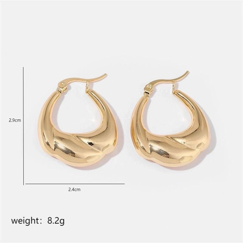 1 Pair Minimalist Solid Color Commute Geometric Semicircle Circle Plating Stainless Steel 18K Gold Plated Earrings