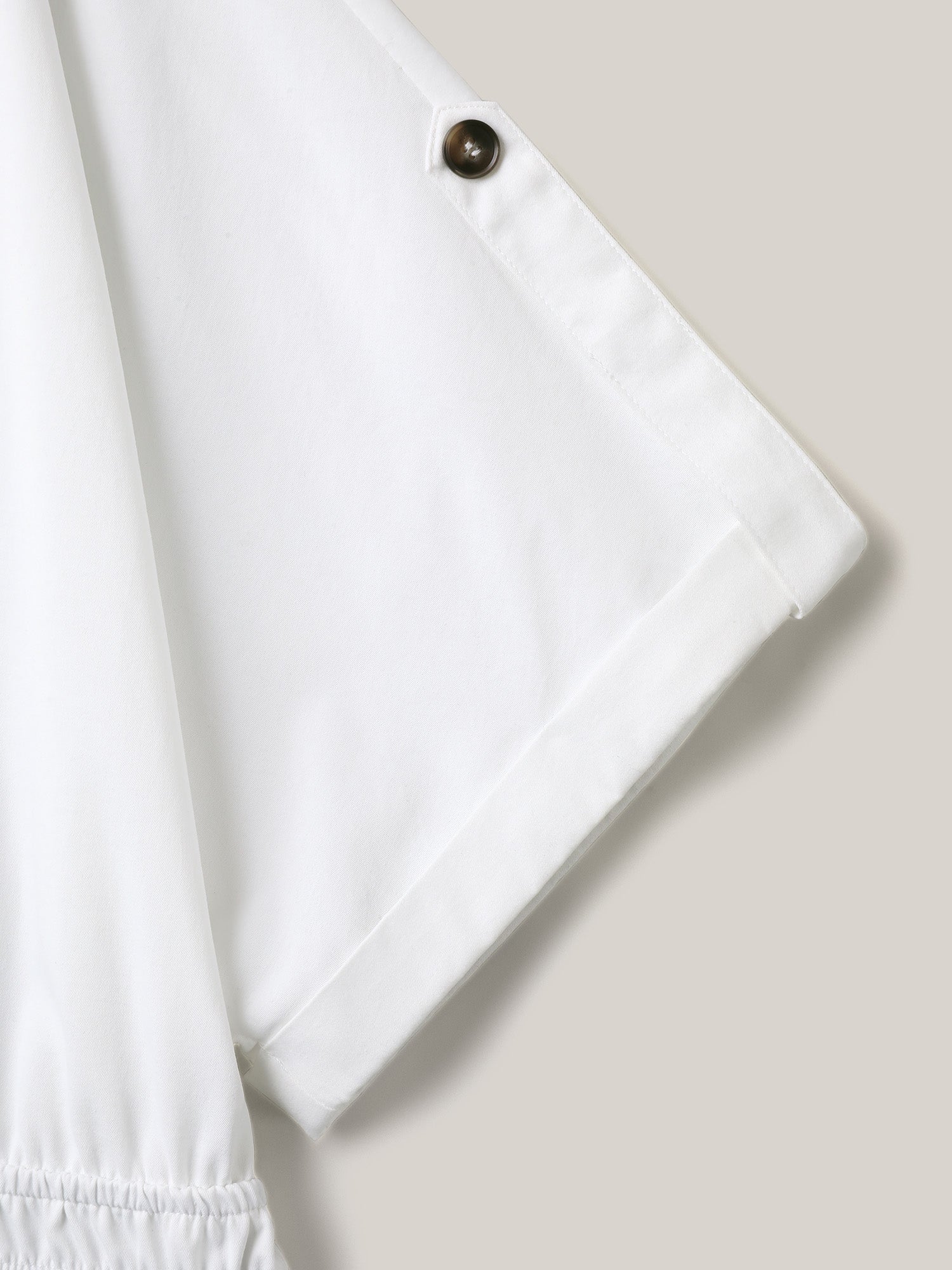 Woven Shirred Waist Solid Collar Midi Dress