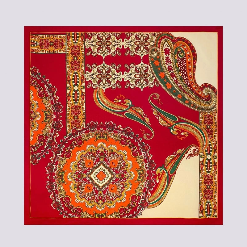 Women's Ethnic Style Flower Satin Printing Silk Scarf